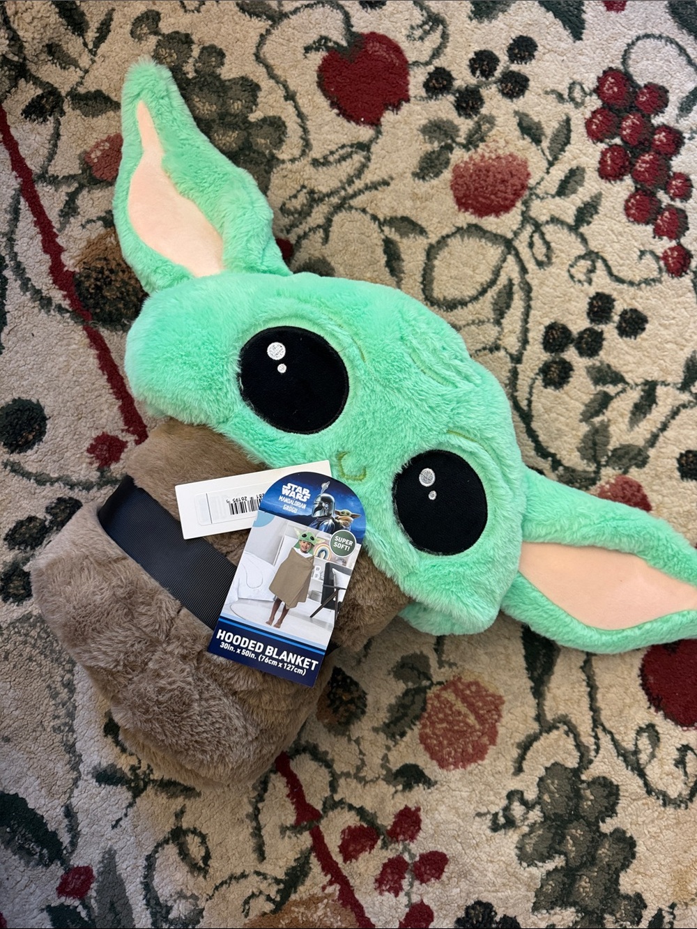 Star Wars Grogu Plush Hooded Blanket in Mint Green and Brown